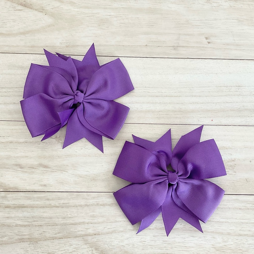 Purple Girls Hair Bow Set of 2